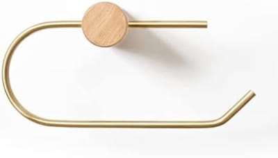 PromoHome Houten Toiletrolhouder met Handdoekring - Wandmontage of Plakken - Minimalistisch Design