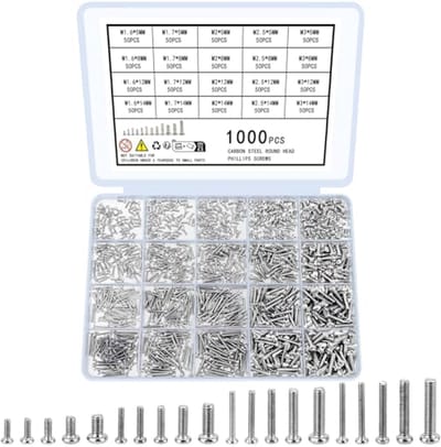 1000 stuks micro-schroeven voor brillen, kleine schroevenset en mini-reparatieset voor elektronische apparaten