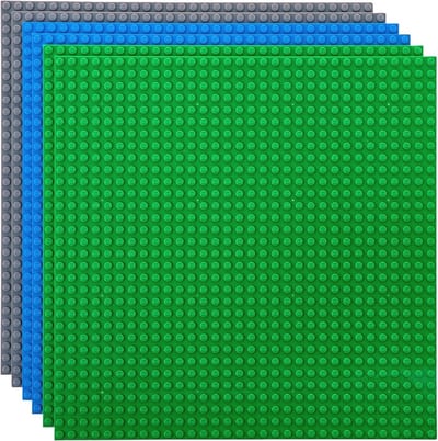 Set van 6 basisplaten - blauw, groen & grijs - 25,5 x 25,5 cm