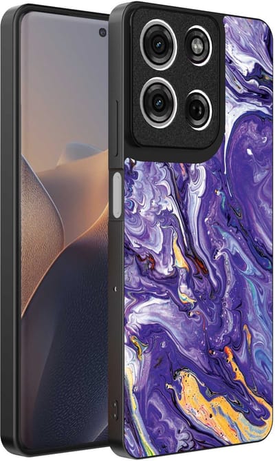 Geschikt voor Motorola Edge 60 Pro Telefoonhoesje met Paars Goud Marmer Opdruk - TPU Backcover Case Purple Gold Marble Design - Paars Goud - Smartphonica geschikt voor Motorola Edge 60 Pro
