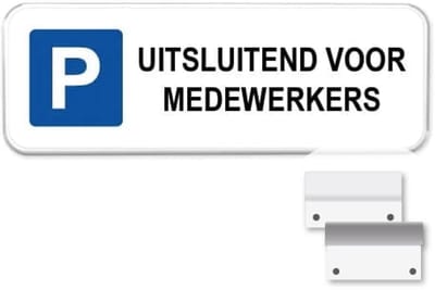 Parkeerbord Medewerkers - Weerbestendig Aluminium - 40x15 cm - Bevestiging: Met muur-/ wandmontage beugels