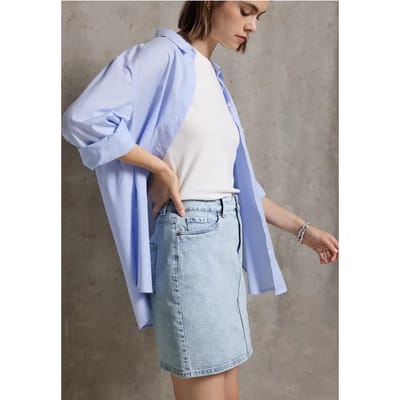 Denim rok met gebleekte look