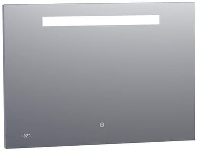 Brauer Quartz Spiegel - Rechthoekig - 100 cm - met Directe LED-Verlichting - Dimbaar - met Touchbediening - met Klok