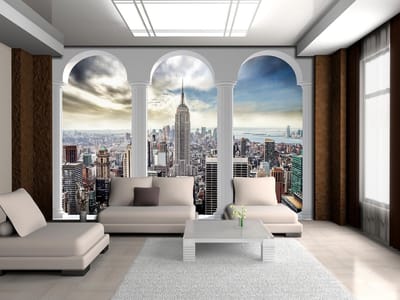 New York City Skyline Pillars Arches Photo Wallcovering