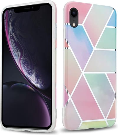 Cadorabo Hoesje geschikt voor Apple iPhone XR in Regenboog Marmer No. 11 - Beschermhoes gemaakt van TPU siliconen Case Cover met mozaïek motief