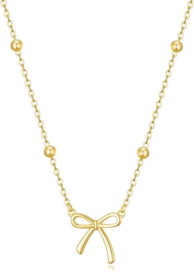 Strümpfe voor vrouwen Zachte strik halsband 14K vergulde schattige halsband Kleine hanger kettingen Tienergeschenken Trendy items Gepersonaliseerde sieraden