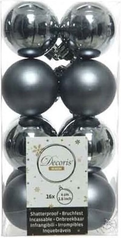 Decoris kerstballen - 16 stuks - 4cm - kunststof