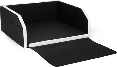 Hondenkofferbaktransporter, hondenbed, autotransporter, modulair, gevouwen 100x90 cm (KLEUR: zwart - wit)