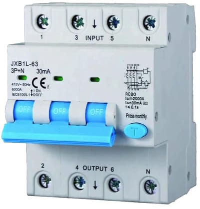 Stroomonderbreker Differentieel - Aardlekschakelaar - Elektrische Installatie Bescherming - Klasse A DC Detectie - 3P+N 30mA 6kA