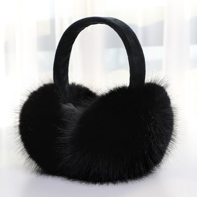 Warme oorkappen voor dames, warme oorkappen voor de winter, effen kleur, unisex, oorkappen voor volwassenen, zwart.