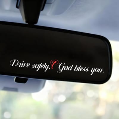 Dailygoods- Binnenspiegel Sticker - 10 Stuks - Inspirerende Auto Sticker - Veiligheids Herinnering - Wit - Vinyl-PVC Materiaal - Autosticker