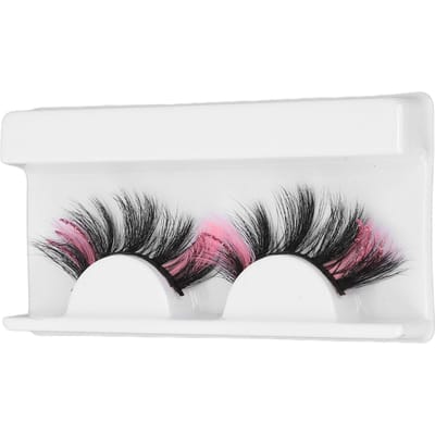 1 paar 18 mm gekleurde nepwimpers voor cosplay, kostuumfeestjes, lange krullende roze glitter nepwimpers voor vrouwen G5X01‑2 white