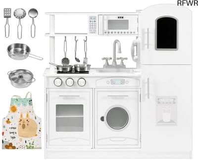 RFWR® Grote keuken speelkeuken voor kinderen met accessoires, veilig en duurzaam, wit