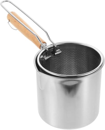 Frituurpan met mand - Keukenpan Braadpan - Thuisgerechten bereiden - Met handige mand - 430 gram - Zilverkleurig