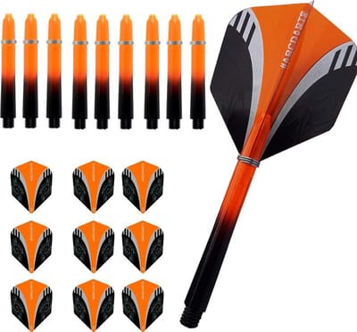 ABC Dart - Dart Flights en Darts Shafts Short - Tribal oranje - 3 sets