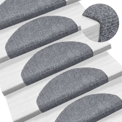 vidaXL - Trapmatten - Zelfklevend - 15 - stuks - 65x21x4 - cm - Lichtgrijs - Halfrond - Groot