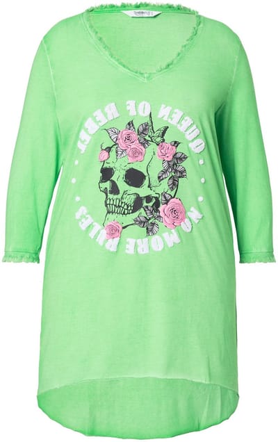 Angel of Style - Dames - T-shirt A-lijn doodshoofdmotief - Kiwi - Maat 44