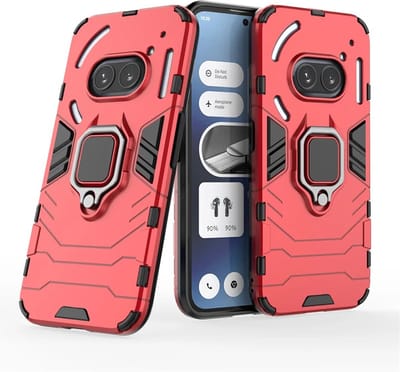 MobyDefend Hoesje - Geschikt voor Nothing Phone (2a) / Nothing Phone (2a) Plus - Dubbelgelaagde Pantsercase Met Standaard - Rood