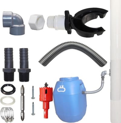 Regenton Connectorset - Regenopvangsysteem Tuin - Water Besparen - Weerbestendig Materiaal - 100-110 mm - Grijs