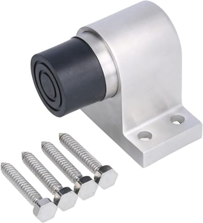 Vloer deurstopper - Deurbuffer vloer - Deuren beschermen - Verende rubberen aanslag - 74 mm hoogte - Roestvrij staal
