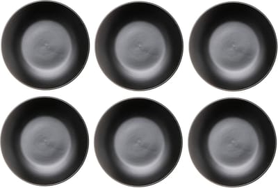 Studio Tavola Ontbijtborden Black Tie - Dessert- & Broodbord - Breakfast Plate - Aardewerk Zwart - Vaatwasser- en Magnetronbestendig - Ø 19 cm 6 Stuks