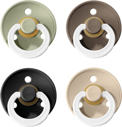 Bibs fopspeen - maat 2 6-18 maanden - 4 stuks - sage - dark oak - black - vanilla glow in the dark