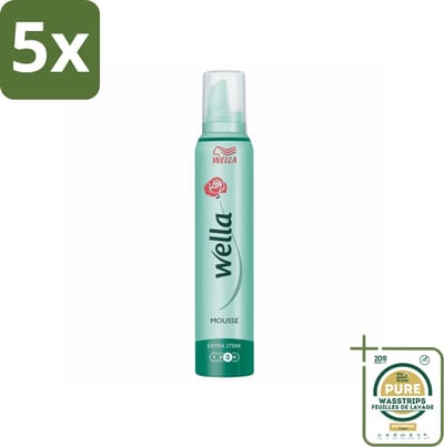 5 x Wella Extra Strong Hold Haarmousse 200 ml - Grootverpakking - Haarmousse - Versteviging - Stevigheid - Flexibiliteit - UV Bescherming