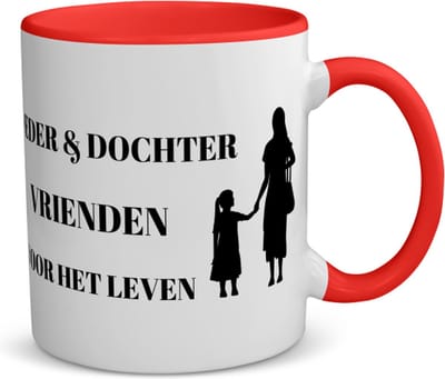 Akyol - moeder en dochter vrienden voor het leven koffiemok - theemok - rood - Dochter - moeder/dochter - moeder cadeautjes - moederdag - verjaardag - geschenk - kado - dochter - dochter artikelen - verjaardag dochter - 350 ML inhoud