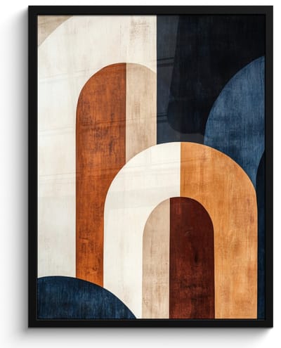 Poster in lijst - Fotolijst 50x70 cm - Posters - Abstract - Vormen - Donkerblauw - Posterlijst zwart - Decoratie - Wanddecoratie woonkamer - Muurdecoratie slaapkamer