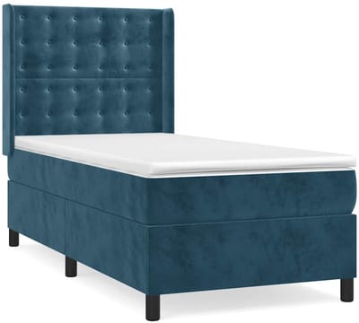 vidaXL - Boxspring - met - matras - fluweel - donkerblauw - 100x200 - cm