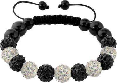 Fako Bijoux® - Armband - Disco Dots - Deluxe - Zwart/Wit MC