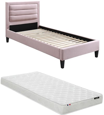 Vente-unique Bedframe stof roze 90 x 190 cm