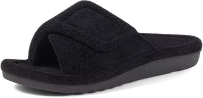 Dames Fuzzy Slippers Pluche Orthopedisch Met Boogsteun – Anti-slip Open Teen Sloffen Voor Slaapkamer, Warme Bont Slippers Voetverzorging - Zwart - Maat 38