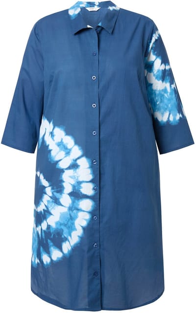 Angel of Style - Dames - Longblouse straight fit batikprint 3/4-mouw - Donkerblauw - Maat 48