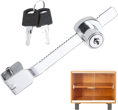 Dailygoods - Terrariumslot met sleutel, tandstangslot, schuifblad, zaagslot, ratelslot, glazen deurslot, terrariaslot voor etalage, uitstalling, glazen slot, schijfslot