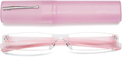Randloze leesbril - Leeshulp Zichthulp - Comfortabel lezen - Inclusief etui - 130 mm breed - Roze