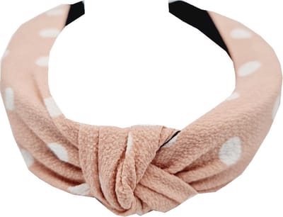 Haarsoires Haarband Diadeem 3cm – Knoop – Stippenprint Stof – Wit Roze - Zachte Haarbeugel - voor Dames & Meisjes - Comfortabel voor Dames & Meisjes - Universele Maat