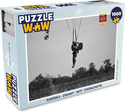 Puzzel Amerika - Zwart - Wit - Parachute - Legpuzzel - Puzzel 1000 stukjes volwassenen