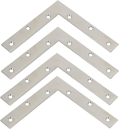 4 Stuks L-vormige Hoekverbindingen van RVS, Hoekbeugels voor Houten Meubels, 150mm x 150mm, Stevige en Duurzame Bevestiging