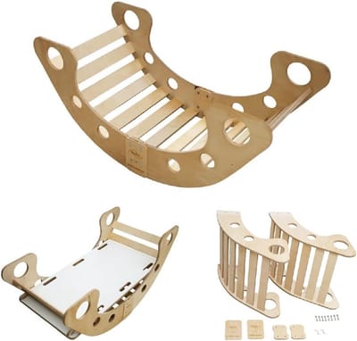 Klimboog Glijbaan - Montessori Speelgoed - Binnen Klimmen - 3-in-1 Multifunctioneel - 110 x 51 x 48 cm