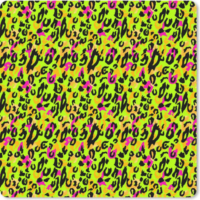 Muismat 20x20 cm - Mousepad Panterprint - Neon - Geel - Roze - Muismatten