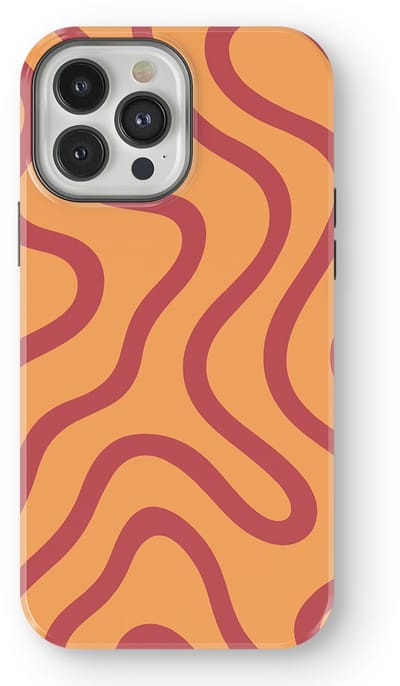 DripCase Curvy Lines Hoesje geschikt voor iPhone 13 Pro | Backcover met Mag | Design Tough Case geschikt voor iPhone 13 Pro Terracotta Twist