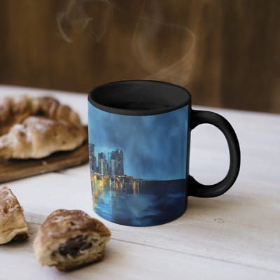 Magische Mok - Foto op Warmte Mokken - Koffiemok - Skyline Toronto - Water - Stadslichten - Toren - Magic Mok - Beker - 350 ML - Theemok