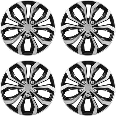 Enjoliveurs de roue, Ensemble de 4 enjoliveurs 16 pouces, Cache-jante de roue, Remplacement OEM, Enjoliveurs de roue à clipser taille R16, Cache-jante de pneu universel ABS à 10 rayons