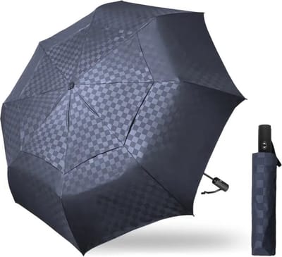 Livano Moderne Golf Paraplu - Stormparaplu - Opvouwbaar - Windproof - Stormproef - UV Bescherming - Umbrella - Draagbaar - Donkerblauw