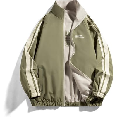 Veste réversible, nouveau style printemps-automne, veste double face, veste rayée à col montant pour homme 3XL