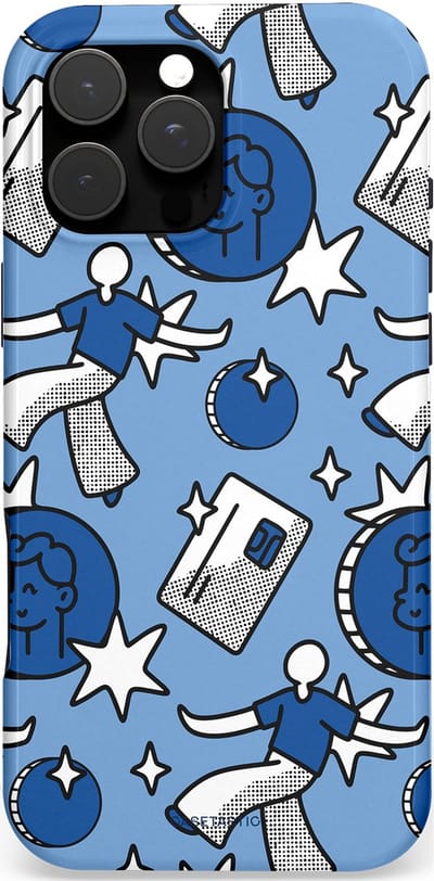 Casetastic hoesje geschikt voor Apple iPhone 16 Pro Max - MagSafe - Dubbellaagse bescherming - Geldroute - Fashion Case - Lichtblauw Grijs Donkergrijs