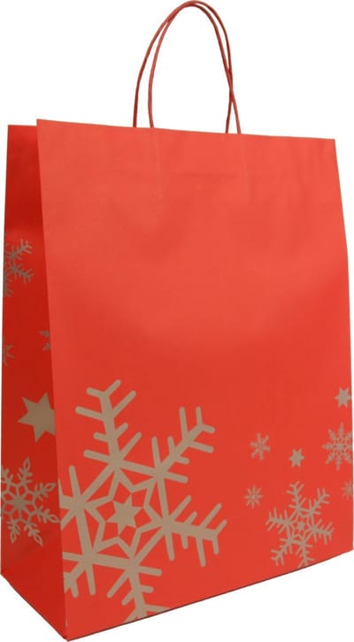 Kersttassen Papier - Rood - 22+10x27+6 cm - WinterFeest - Luxe uitstraling - 25 Stuks
