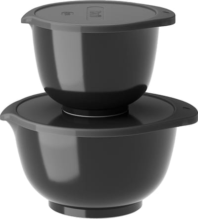 Rosti Margrethe Beslagkom Set - 4 delig - 1,5 en 3 L - Zwart - Mengkom met Deksel voor Bakken en Koken - Magnetron-, Vriezer- en Vaatwasmachinebestendig