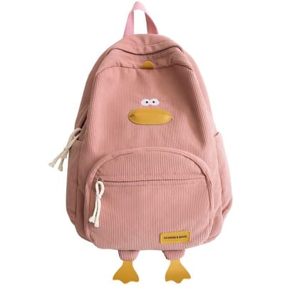 Schooltas met grote capaciteit voor meisjes  Studenten  Veelzijdige middelbare scholieren  Rugzak in Koreaanse stijl Cartoon Eend Rugzak beige